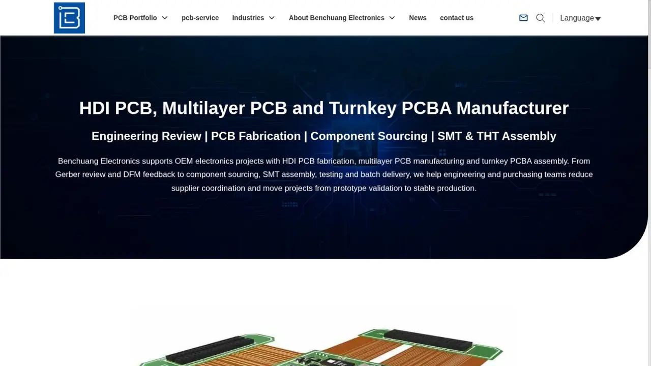 Benchuang PCBA Official Website Screenshot
