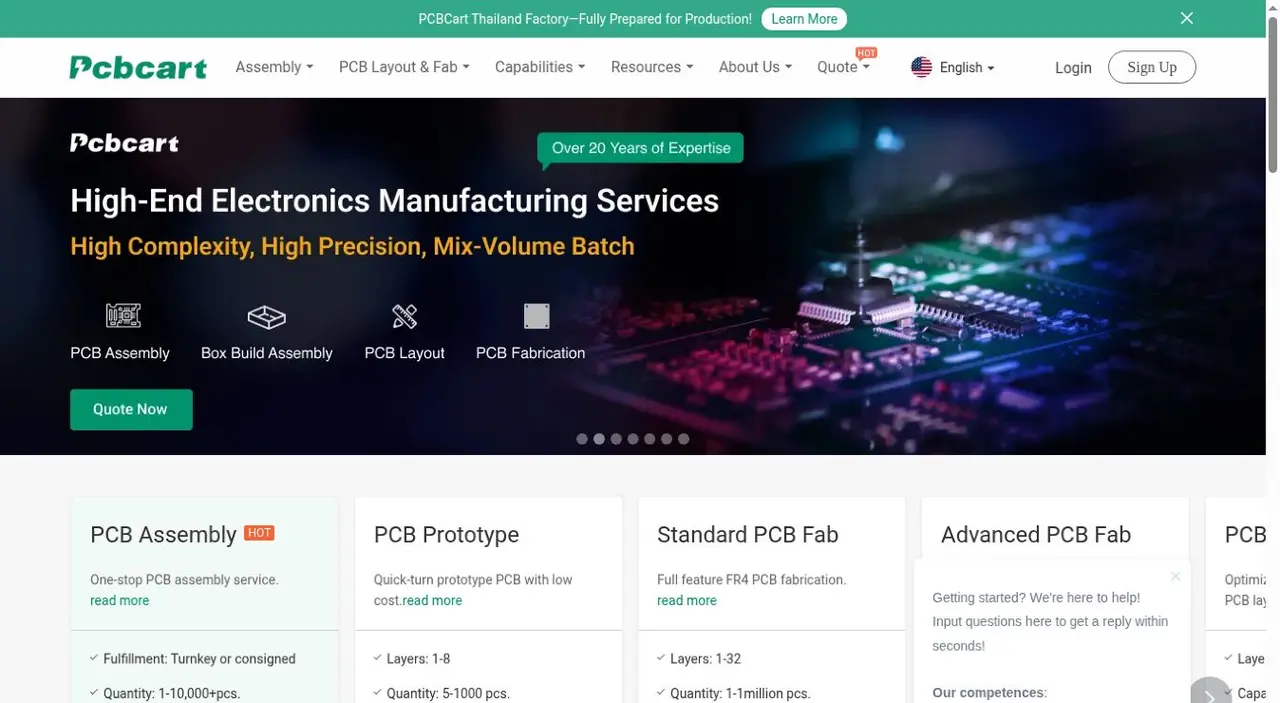 PCB Cart Official Website Screenshot